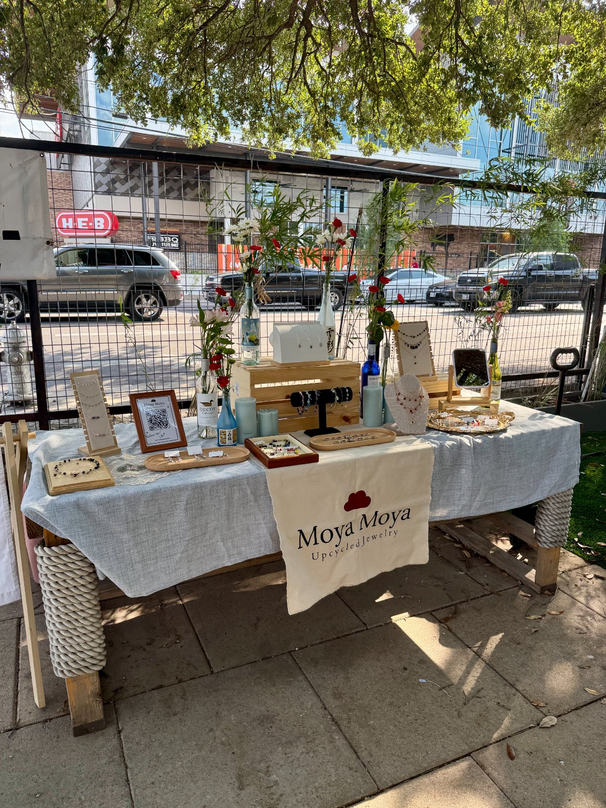 Moya Moya pop-up display with necklaces, earrings, and a make-your-own bead bar